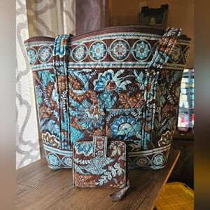 Vera Bradley Java Blue (Archived Print) Shoulder Bag and Wallet